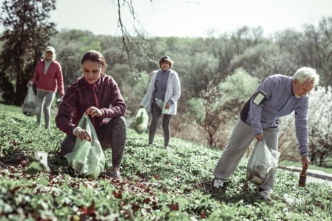 Volunteers cleaning up forest after inferior people
