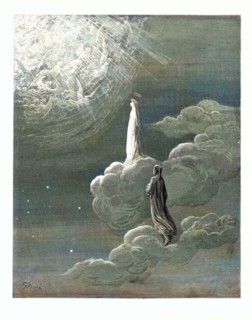 Beatrice and Dante Rising to the Fifth Heaven, by Gustave Doré, 1832 - 1883, French. Engraving for the Divine Comedy, Divina Commedia, by Dante Alighieri. 1870, Art, Artist, Romanticism, Colour, Color...