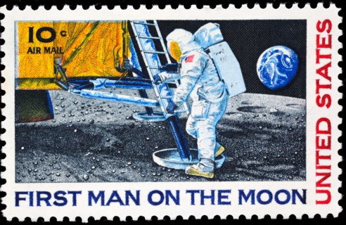 First Man on the Moon, postage stamp, USA, 1969