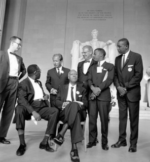Civil Rights March on Washington, D.C.  Mathew Ahmann, Cleveland Robinson, Rabbi Joachim Prinz,  A. Philip Randolph, Joseph Rauh, Jr, John Lewis, Floyd McKissick