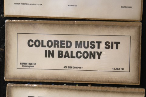 P24 009 Afroamerican Music Fest, Balcony Sign, Segregation, Hart Plaza, Detroit