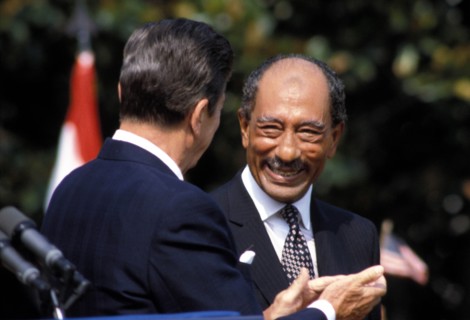 Aug 06, 1981; Washington, DC, USA; United States Republican President RONALD REAGAN and President of Egypt ANWAR EL-SADAT during his state visit to the US.. (Credit Image: KEYSTONE Pictures USA/ZUMAPR...