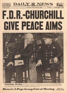1941 Daily News (New York) front page reporting Winston Churchill and Roosevelt's Atlantic Charter talks