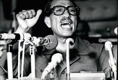 Dec. 26, 1975 - Egypt Sadat: Anwar El-Sadat, President Of Arab Republic of Egypt addressing the OAU Conference in Monrovia, Liberia. Credit: Camerapix. © Keystone Pictures USA/ZUMAPRESS.com/Alamy Live...