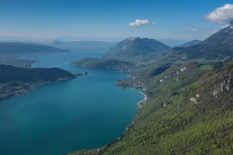Annecy lake aerial, Haute Savoie , France