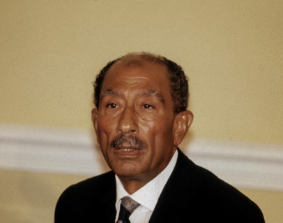 Anwar Sadat the President of Egypt conducts a press conference in the sitting room of the Blair House during his state visit to the White House in Washington DC., August 6, 1981. 
Photo by Mark Reins...