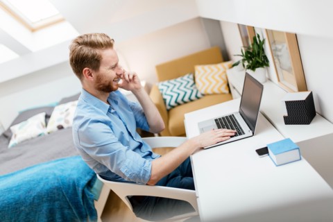 Self employed businessman working from home