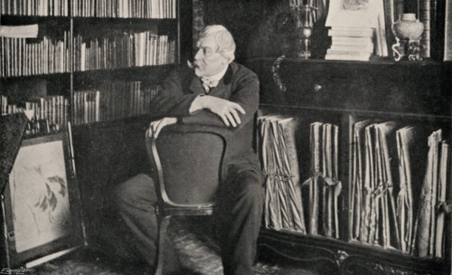Edmond de Goncourt ssen here in his study.  Edmond Louis Antoine Huot de Goncourt, 1822 -1896.  French artist and author.