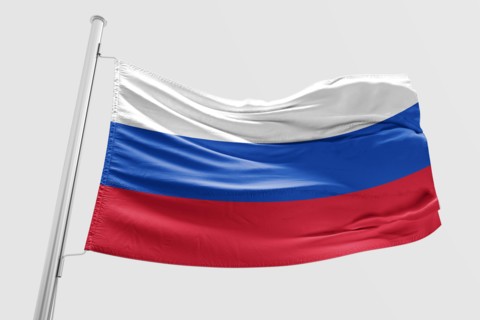 Isolated Russia Flag waving 3d Realistic fabric