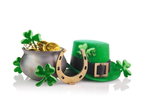 Green st. Patrick day background isolated on white. Holiday greeting card. Saint patrick day.