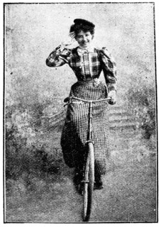 Women's sports dress, 1898. Illustration of the 19th century. White background.