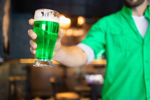 Brightly colored beer for the St. Patrick's Day