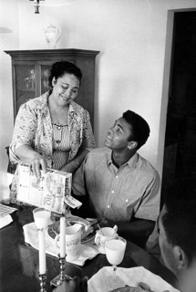 MUHAMMAD ALI   at breakfast with his mother  Odessa  at their Louisville, Kentucky, home about 1965