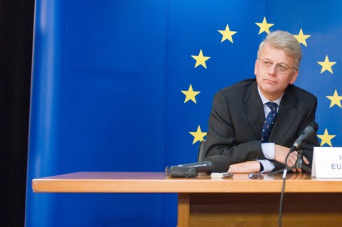 German ambassador Hansjˆrg HABER, Head of European Union Monitoring Mission to Georgia, holds a press briefing  on Friday, 24 October 2008 at European Council headquarters during his first visit to Br...
