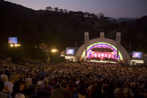 A night concert at the Hollywood Bowl outdoor amphitheatre, Los Angeles, CA