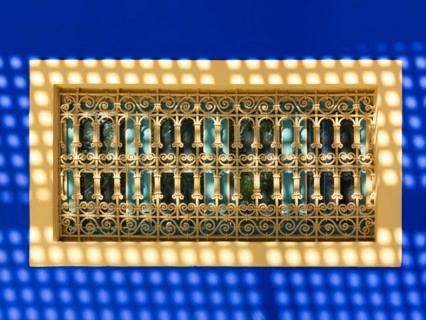window detail in the Jardin Majorelle , Marrakesh , Morocco , North Africa