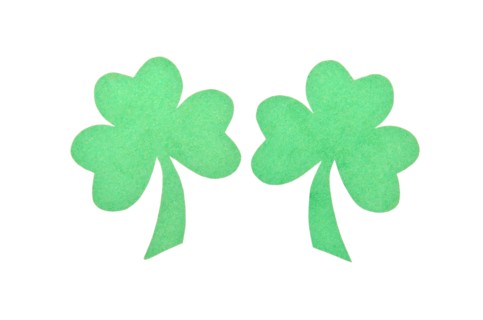 Paper St. Patrick shamrocks decoration on isolate white background