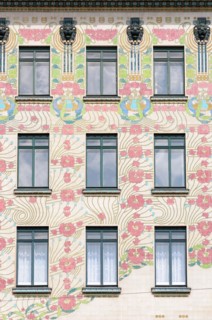 The ornate Art Nouveau facade of the Majolika Haus by Otto Wagner, Vienna, Austria