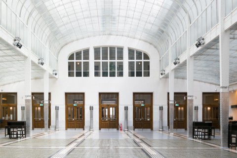 Main hall of Austrian Post Office Savings Bank in Vienna, Austria