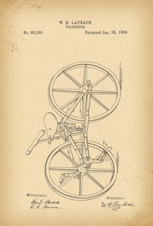1869 Patent Velocipede Bicycle history 
invention