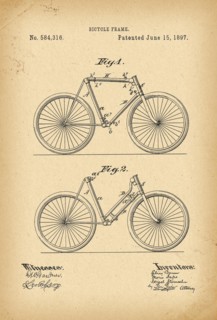 1897 Patent Velocipede Bicycle history 
invention