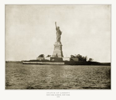 Statue of Liberty, New York Harbor, New York, United States, Antique American Photograph, 1893