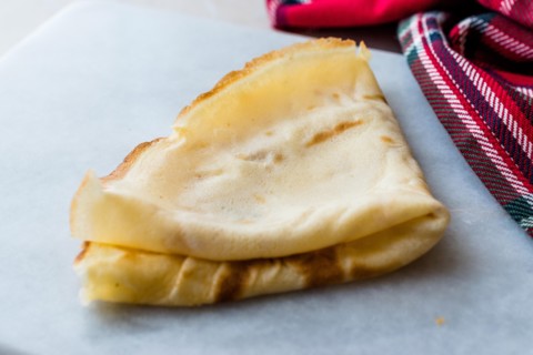 Large Stack of Plain Thin Pancake Crepes for Breakfast.