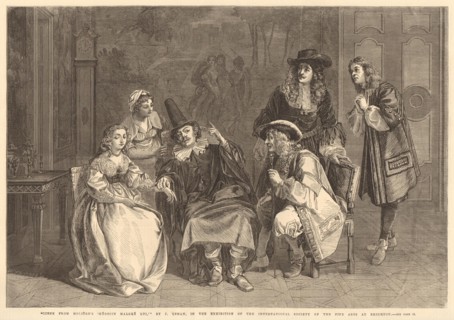 "Scene from Moliere's 'Medecin malgre lui'", by J. Leman. Theatre 1867