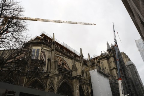 Paris, France. 17th Feb, 2021. NE DAME DE PARIS CATHEDRAL.2 years after the fire of April 16, 2019 to the day, the progress of the restoration work on the cathedral has not been slowed down by the COV...