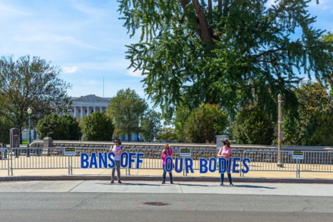 Washington, D.C., USA. October 2, 2021. Thousands of people gather in Washington, D.C. for the Women's March Rally for Abortion Justice to protest against new restrictive abortion laws in Texas and th...