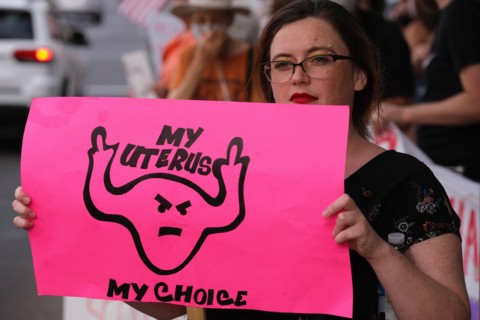May 3, 2022, Tucson, Arizona, U.S: Around a thousand Pro Choice abortion rights demonstrators hold rally outside the Federal Courthouse in Tucson. They came out to protest after a leaked draft majorit...