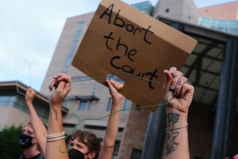May 3, 2022, Tucson, Arizona, U.S: Around a thousand Pro Choice abortion rights demonstrators hold rally outside the Federal Courthouse in Tucson. They came out to protest after a leaked draft majorit...
