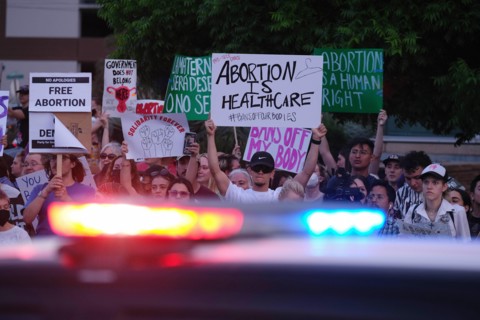 May 3, 2022, Tucson, Arizona, U.S: Around a thousand Pro Choice abortion rights demonstrators hold rally outside the Federal Courthouse in Tucson. They came out to protest after a leaked draft majorit...