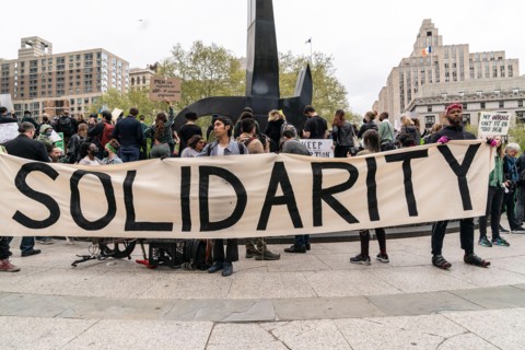 New York, USA. May 3, 2022, New York, New York, United States: More than 3 thousand people rally on Foley Square for abortion rights for women in light of Supreme Court leak showing that conservative ...