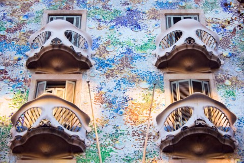 Barcelona, Spain. La Casa de Battlo by Antoni Gaudi.