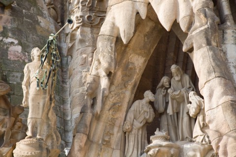 Nativity facade, Sagrada Familia Cathedral, Barcelona, Catalonia, Spain