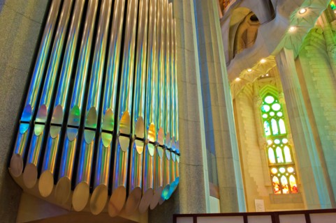Organ Pipes in the Sagrada Familia in Barcelona.