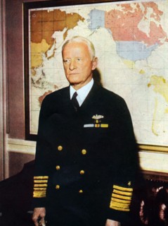 Admiral Chester William Nimitz, Commander in Chief, U.S. Pacific Fleet.  Successor to Admiral Kimmel after the Japanese attack on Pearl Harbor on December 8, 1941. (Colour)
