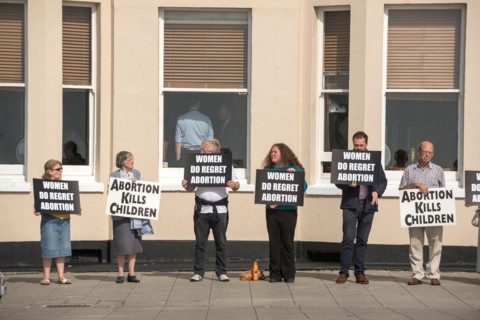 Anti-abortion campaigners at the Labour Party Conference in Brighton.