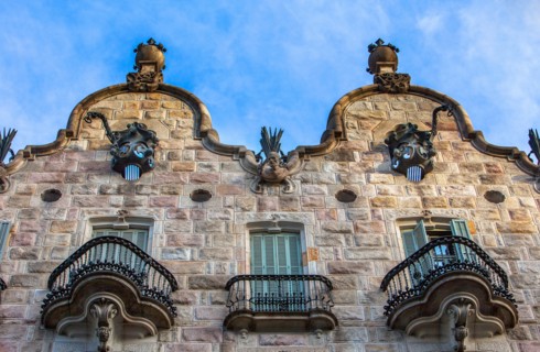 Detail of Casa Calvet by Antoni Gaudí, Barcelona, Catalonia Spain