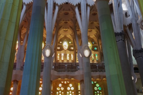 Barcelona, Spain Sagrada Familia interior pillars.