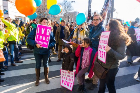 Crowd of French People, the conservatives Marching in Protest Against Legal Abortion, "Marche Pour la Vie" Protests, conservative protesters
    "Tens of thousands of protesters took to the streets of...