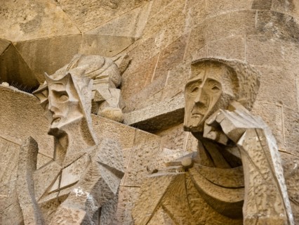 Passion Facade, Sagrada Familia, Barcelona, Catalonia, Spain