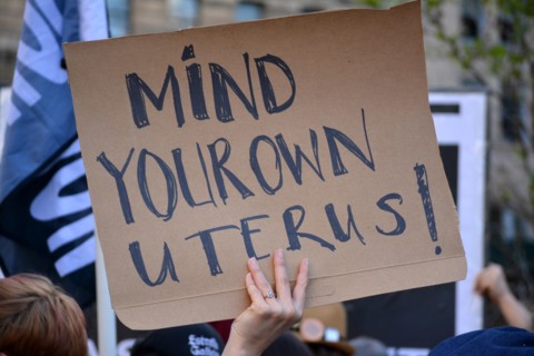 People in New York City protesting abortion bans sweeping across parts of the United States