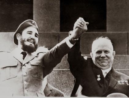 Cuban revolutionary leader FIDEL CASTRO and Soviet Union leader Nikita Sergeyevich Khrushchev .
