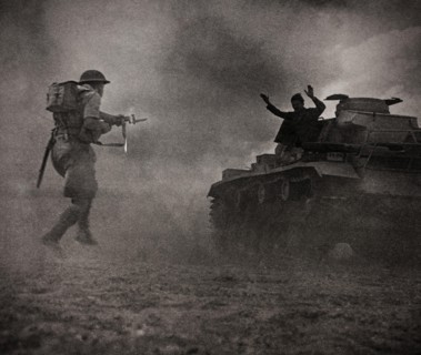 An Italian tank crew of the Axis forces surrenders to troops of the Eighth Army during the Second Battle of El Alamein  during the Western Desert Campaign of the Second World War (23 October – 11 Nove...