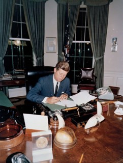 18 October 1962
Proclamation signing, Interdiction of the Delivery of Offensive Weapons to Cuba, 7:05PM

Please Credit. "Robert Knudsen. White House Photographs. John F. Kennedy Presidential LIbrary a...
