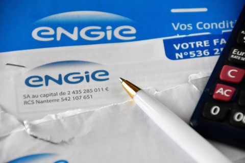 Marseille, France. 30th May, 2021. In this photo illustration, a pen and a calculator seen placed on an Engie gas bill.The regulated gas prices applied by Engie will increase by 4.4% on June 1, 2021: ...
