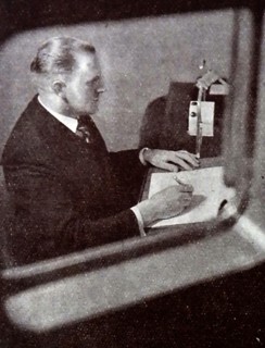 A very early printed photograph of a BBC announcer reading the news .   The BBC began  daily radio services in London  in the 1920s on the radio station 2LO. Under the general management of 33 year ol...