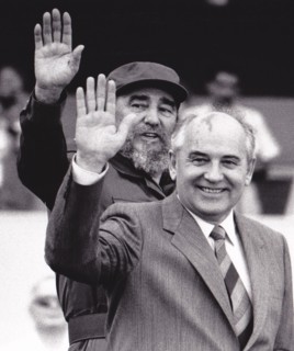 CUBA. LATE PRESIDENT FIDEL CASTRO AND EX PREMIER GORBACHEV IN  HAVANA IN 1989 BEFORE COLLAPSE OF SOVIET UNION